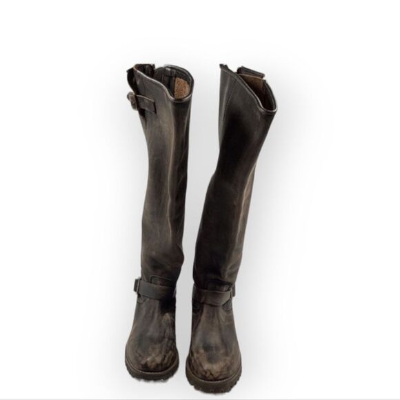 Freebird by Steven bettle Battle distressed knee  high brown leather Boots SZ 8 - Picture 1 of 17